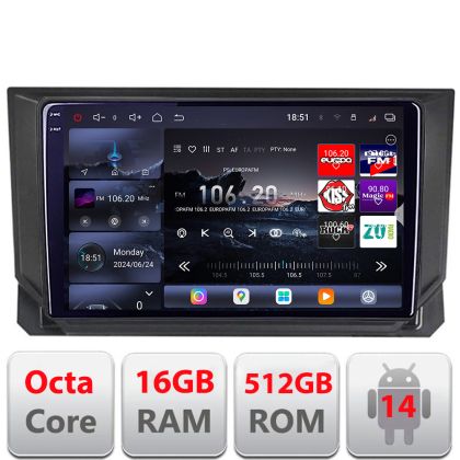 Navigatie Seat Ibiza 2017- Edotec Kit-IBZ 8 core QLED 2K 16+512GB 360 Android Waze USB Navigatie Internet Youtube Radio