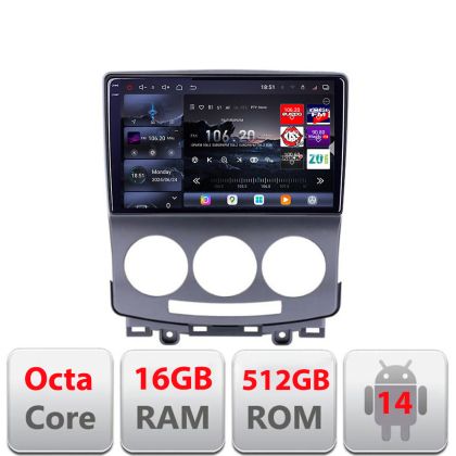 Navigatie Mazda 5 2005-2010 Edotec Kit-MZ22 8 core QLED 2K 16+512GB 360 Android Waze USB Navigatie Internet Youtube Radio