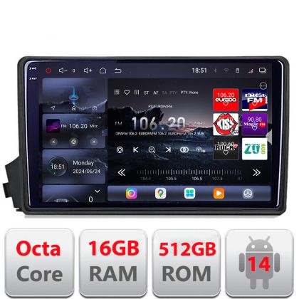 Navigatie Ssangyong Kyron Actyon 2005-2014 Edotec Kit-158 8 core QLED 2K 16+512GB 360 Android Waze USB Navigatie Internet Youtube Radio