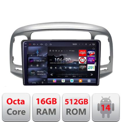 Navigatie Hyundai Accent 2006-2012 Edotec Kit-ACCENT 8 core QLED 2K 16+512GB 360 Android Waze USB Navigatie Internet Youtube Radio