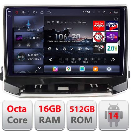 Navigatie Jeep Compass 2021- Qled 2K Octa Core 16+512GB LTE 4G DSP Wifi 5Ghz android auto carplay radio gps internet kit-compass2021+EDT-E810-2K