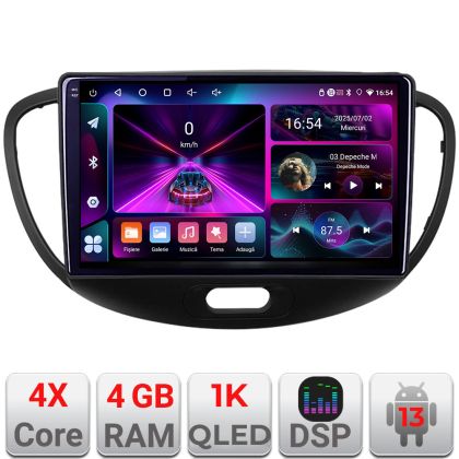Navigatie Hyundai I10 2007-2013 Android radio gps internet 4+64 InCell Display 1K KIT-i10-2007+EDT-E209-RK
