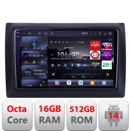 Navigatie Fiat Stilo Edotec Kit-STILO 8 core QLED 2K 16+512GB 360 Android Waze USB Navigatie Internet Youtube Radio