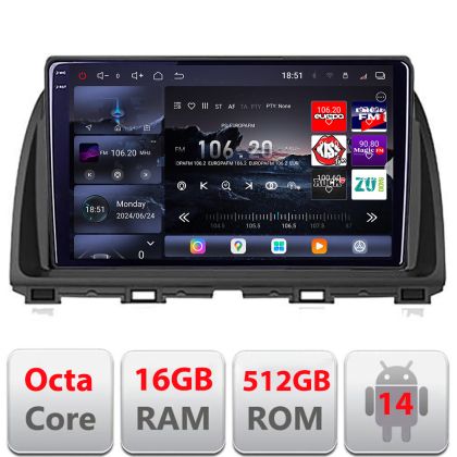 Navigatie Mazda CX-5 2012-2016 Edotec Kit-212  cu Android Internet Bluetooth Radio GPS WIFI 8 core QLED 2K 16+512GB 360GB