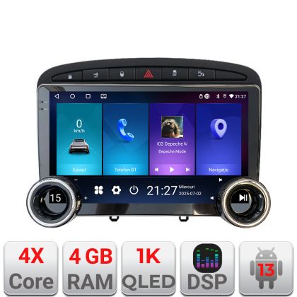 Navigatie Peugeot 308 Kit-038 Edotec  4+64 10.5 inch Incell 1K android Wifi 5Ghz gps internet