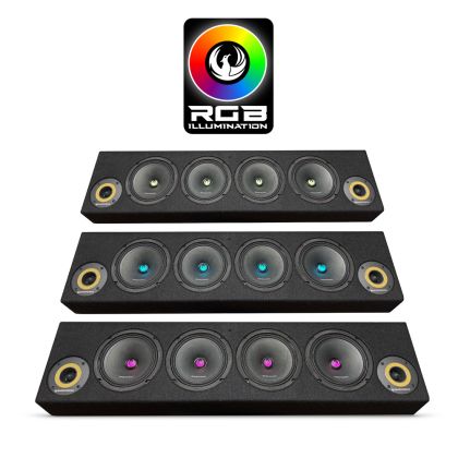Cutie cu difuzoare iluminate Phoenix Gold 1700W ieșire SPL 2 x 4 OHM 4 x difuzoare midrange 2 x tweetere pro audio