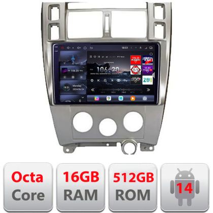 Navigatie Hyundai Tucson 2004-2009 Edotec Kit-1001 8 core QLED 2K 16+512GB 360 Android Waze USB Navigatie Internet Youtube Radio