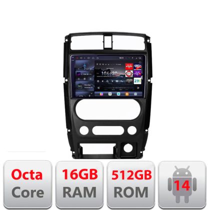 Navigatie Jimny 2007-2016 Edotec Kit-JIMNY07 8 core QLED 2K 16+512GB 360 Android Waze USB Navigatie Internet Youtube Radio