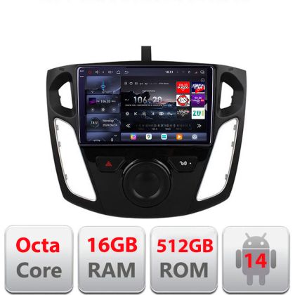 Navigatie Ford Focus 3 2011-2018 Edotec Kit-150 8 core QLED 2K 16+512GB 360 Android Waze USB Navigatie Internet Youtube Radio