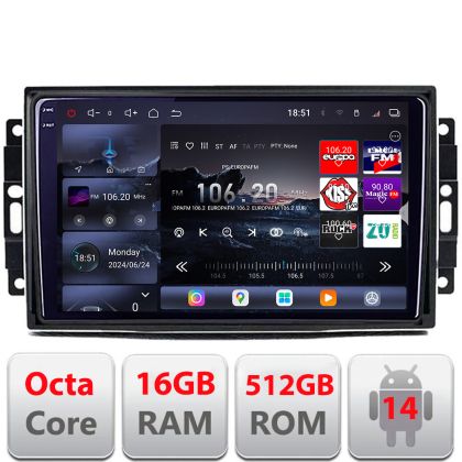 Navigatie Chrysler Jeep Edotec Kit-202 8 core QLED 2K 16+512GB 360 Android Waze USB Navigatie Internet Youtube Radio v1