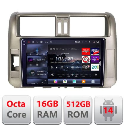 Navigatie Toyota Prado 2010-2013 Edotec Kit-347 8 core QLED 2K 16+512GB 360 Android Waze USB Navigatie Internet Youtube Radio