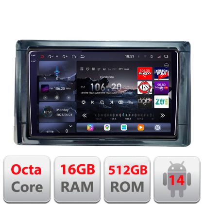 Navigatie Toyota 2DIN Edotec Kit-TY2DIN 8 core QLED 2K 16+512GB 360 Android Waze USB Navigatie Internet Youtube Radio