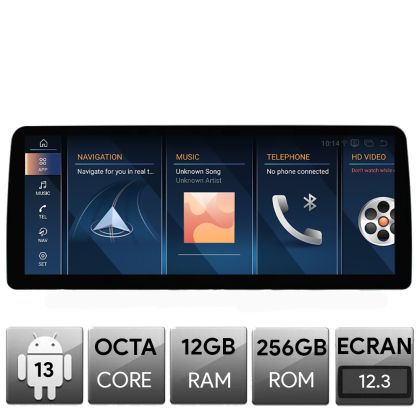 Navigatie BMW X5 X6 E70 E71 2009-2012 cu ecran CIC, Android, Octa Core, 12+256, 12.3", Qled 2K 2400x900, Qualcomm 680