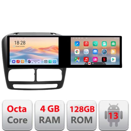 Navigatie Fiat Doblo 2010-2017 si Opel Combo 2010-2017  Edotec 2 ecrane  8 core 4+128 21.6 inch Incell android Wifi 5Ghz gps internet  Kit-DOBLO10