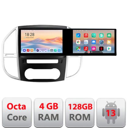 Navigatie Mercedes Vito w447 2016- Edotec 2 ecrane  8 core 4+128 21.6 inch Incell android Wifi 5Ghz gps internet  Kit-w447
