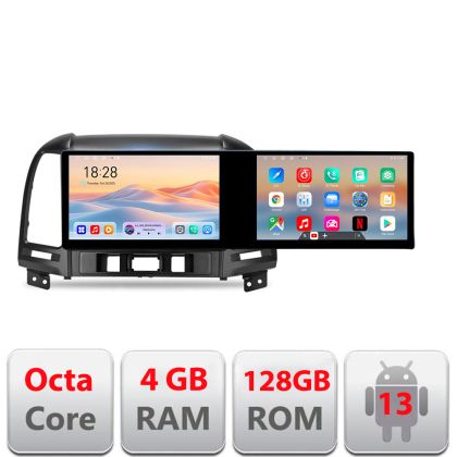 Navigatie Hyundai Santa Fe 2007-2012 Kit-008 Edotec 2 ecrane  8 core 4+128 21.6 inch Incell android Wifi 5Ghz gps internet