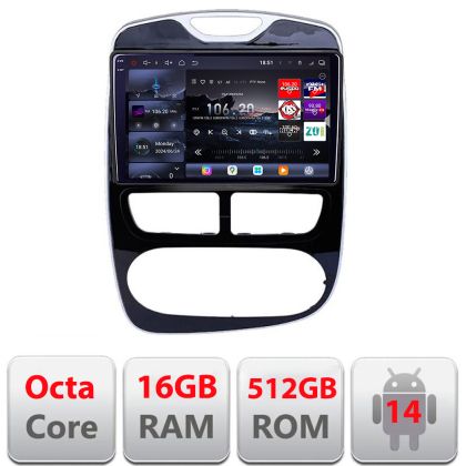 Navigatie Renault Clio 4 2012-2019 V1 Edotec Kit-467 8 core QLED 2K 16+512GB 360 Android Waze USB Navigatie Internet Youtube Radio