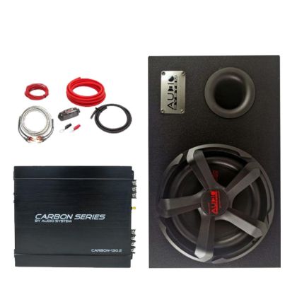 Pachet bass, Audio System, CARBON-10-130.2, difuzor 10", 25 cm, 250 watts rms, cu kit de cabluri