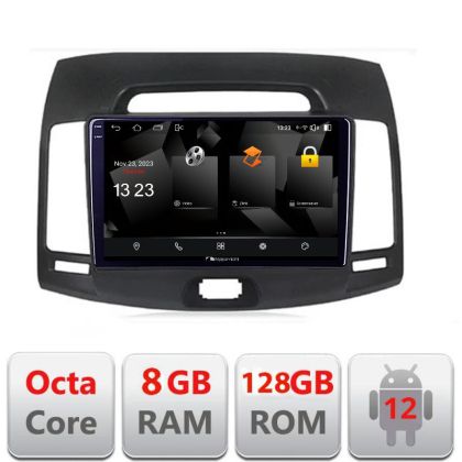 Navigatie Hyundai Elantra 2007-2011 5960Pro-2009 Android Octa Core Qualcomm 2K Qled 8+128 DTS DSP 360 4G Optical