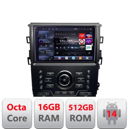 Navigatie Mondeo MK5 SYNC2 si SYNC 3 2015-2022 8 core QLED 2K 16+512GB 360 Android Waze USB Navigatie Internet Youtube Radio Edotec