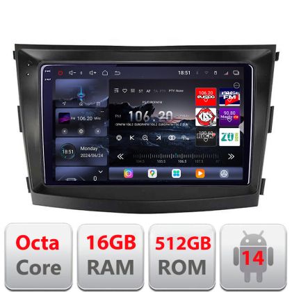 Navigatie SsangYong Tivoli 2015-2019 Android radio gps internet 8 core QLED 2K 16+512GB 360 Edotec