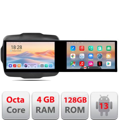 Navigatie Jeep Renegade Kit-500 Edotec 2 ecrane  8 core 4+128 21.6 inch Incell android Wifi 5Ghz gps internet