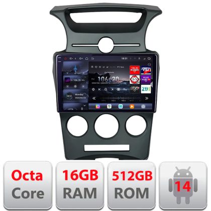Navigatie Kia Carens 2006-2012 clima automata Android radio gps internet 8 core QLED 2K 16+512GB 360 Edotec