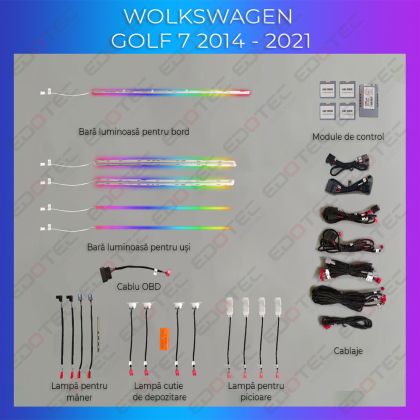 Lumini Ambientale NIGHTVIBE VW Golf 7 dedicat control din sistemul original sau telefon