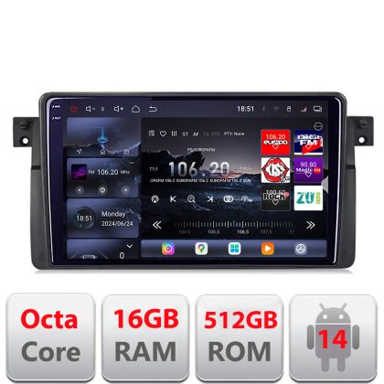 Navigatie BMW Seria 3 E46  1998-2005 Edotec Kit-052 8 core QLED 2K 16+512GB 360 Android Waze USB Navigatie Internet Youtube Radio