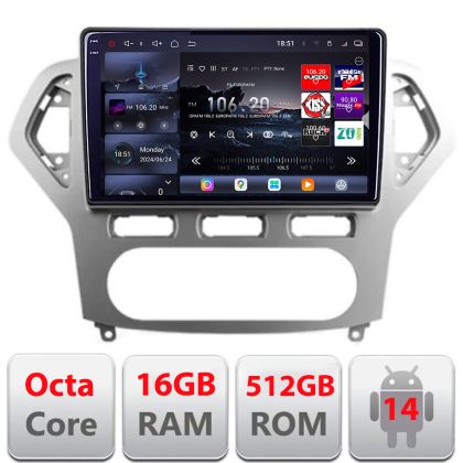 Navigatie Ford Mondeo 2006-2010 Edotec Kit-MONDEO-AC 8 core QLED 2K 16+512GB 360 Android Waze USB Navigatie Internet Youtube Radio
