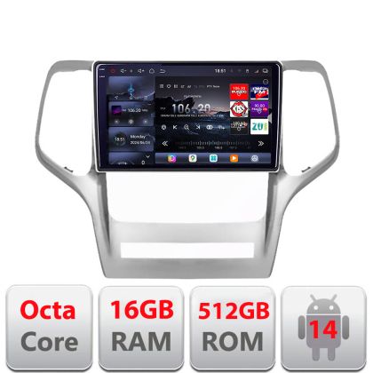 Navigatie Jeep Gran Cherokee 2011-2013 Edotec Kit-GRCHE 8 core QLED 2K 16+512GB 360 Android Waze USB Navigatie Internet Youtube Radio