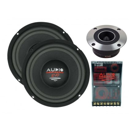 Difuzoare componente Audio System X 200-4 FREE AIR FLAT EVO 2, 2 woofere + 2 tweetere + filtru, 200 mm, 8", 200 W, 3 ohm