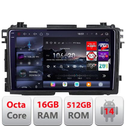 Navigatie Honda HR-V 2013-2018 Android radio gps internet 8 core QLED 2K 16+512GB 360 Edotec
