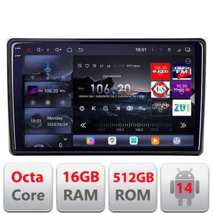 Navigatie Audi A4 B6, A4 B7 2001-2007  Edotec Kit-050 8 core QLED 2K 16+512GB 360 Android Waze USB Navigatie Internet Youtube Radio