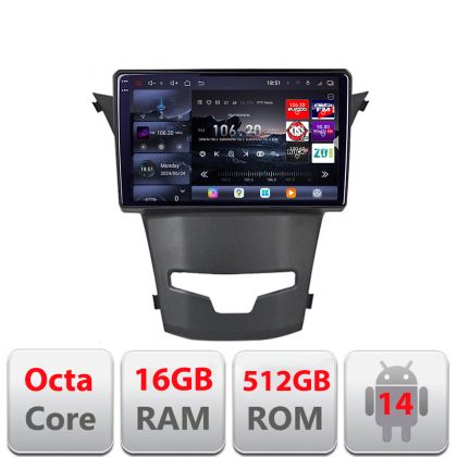 Navigatie Ssangyong Korando 2014-2019 Edotec Kit-1159 8 core QLED 2K 16+512GB 360 Android Waze USB Navigatie Internet Youtube Radio