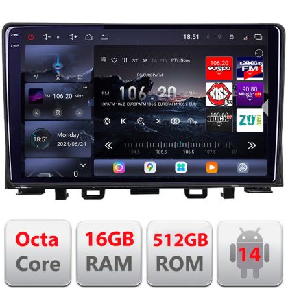 Navigatie Kia Rio 2019- Android radio gps internet 8 core QLED 2K 16+512GB 360 Edotec