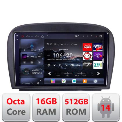 Navigatie Mercedes SL W230 2004-2011 Edotec Kit-W230 8 core QLED 2K 16+512GB 360 Android Waze USB Navigatie Internet Youtube Radio