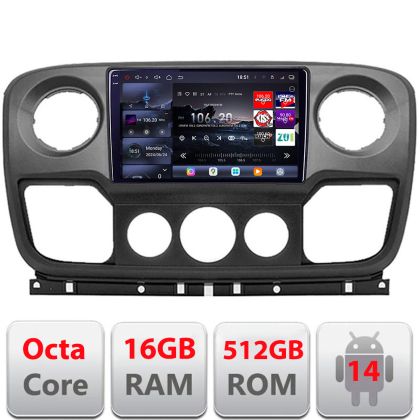 Navigatie Opel Movano, Renault Master 2010-2021 Android radio gps internet 8 core QLED 2K 16+512GB 360GB  Edotec V2
