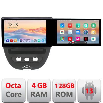 Navigatie Citroen C1 Peugeot 107 Toyota Aygo 2005-2014 Edotec 2 ecrane  8 core 4+128 21.6 inch Incell android Wifi 5Ghz gps internet  KIT-C1 v1