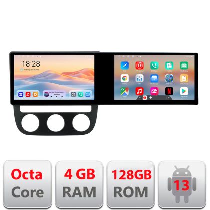 Navigatie VW Golf 5 2004-2010 clima automatica Edotec 2 ecrane  8 core 4+128 21.6 inch Incell android Wifi 5Ghz gps internet  KIT-golf5-automatic