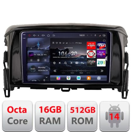 Navigatie Mitsubishi Eclipse Cross 2017- Android radio gps internet 8 core QLED 2K 16+512GB 360 Edotec