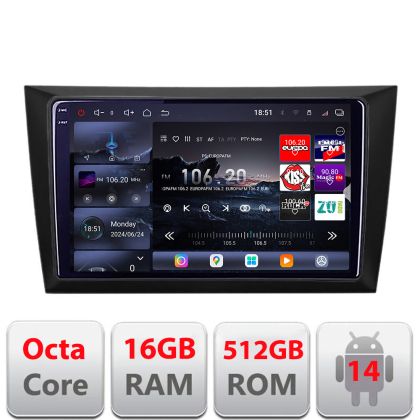 Navigatie VW Golf6 2009-2013 Edotec Kit-GOLF6 8 core QLED 2K 16+512GB 360 Android Waze USB Navigatie Internet Youtube Radio