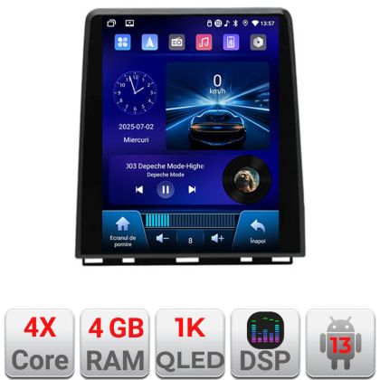 Navigatie tip Tesla Hyundai Santa Fe 2006-2012 radio gps internet 4 Core carplay android auto 4+64 Incell Display kit-tesla-008+EDT-E220-RK