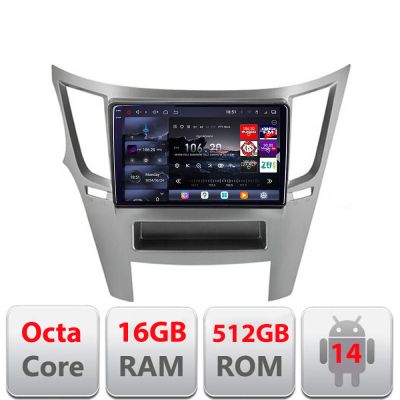 Navigatie Subru Legacy 2010-2015 Edotec Kit-458 8 core QLED 2K 16+512GB 360 Android Waze USB Navigatie Internet Youtube Radio