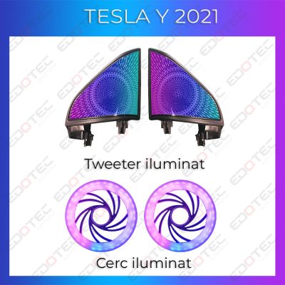 Lumini ambientale Tesla Model Y 2021 tweeter iluminat control telefon