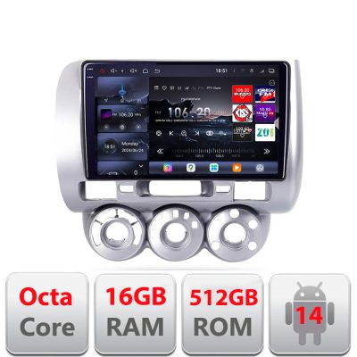 Navigatie Honda Fit Jazz 2004-2008 Android radio gps internet 8 core QLED 2K 16+512GB 360 Edotec