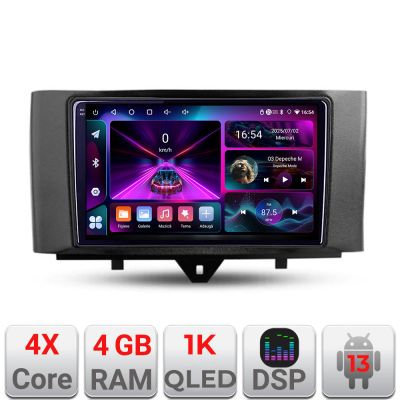 Navigatie Smart For Two 2010-2015 A-Smart10  4+64 InCell Display 1K Android Waze USB Navigatie Internet Youtube Radio