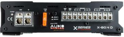 Amplificator Audio System X-80.4, Digital Filtre HP LP  BP, 4 canale audio,  seria X-ION, 4x80 150 watt 2, 4 ohm 2x300 watt mono, clasa D