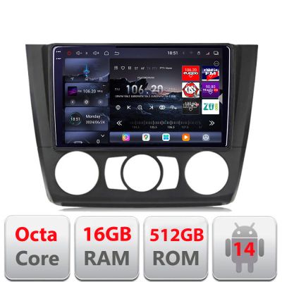 Navigatie BMW Seria 1 E87 2007-2011 clima manuala Edotec Kit-bmw117-manual 8 core QLED 2K 16+512GB 360 Android Waze USB Navigatie Internet Youtub