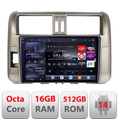 Navigatie Toyota Prado 2010-2013 Edotec Kit-347 8 core QLED 2K 16+512GB 360 Android Waze USB Navigatie Internet Youtube Radio